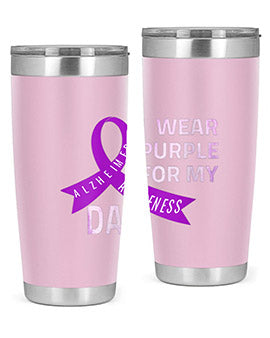 Womens I Wear Purple for My Dad Alzheimers Disease Awareness VNeck 221#- alzheimers- Tumbler