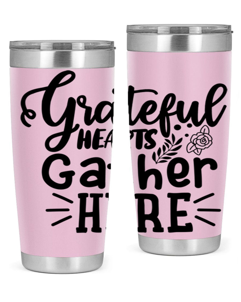 grateful hearts gather here 58#- thanksgiving- Tumbler
