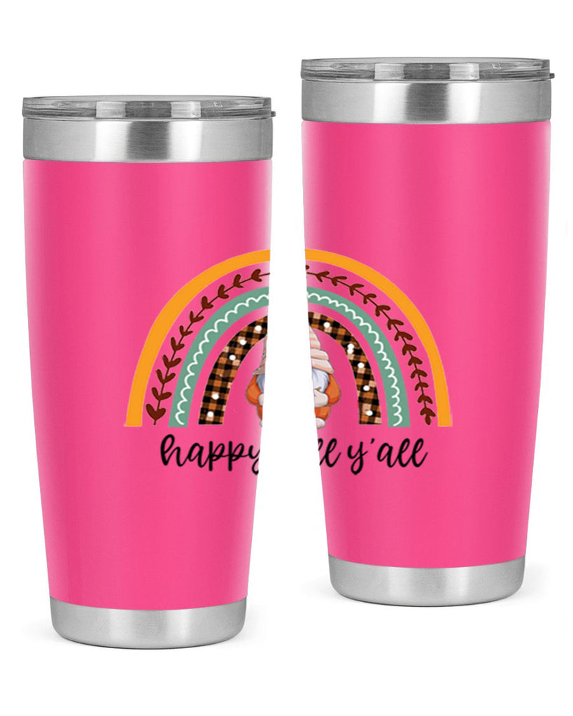 HappyFallYallGnomeRainbow 255#- fall- Tumbler