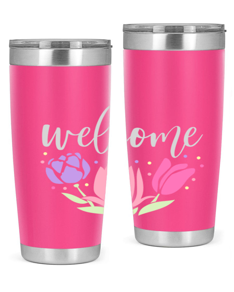 Welcome three flowers587#- spring- Tumbler