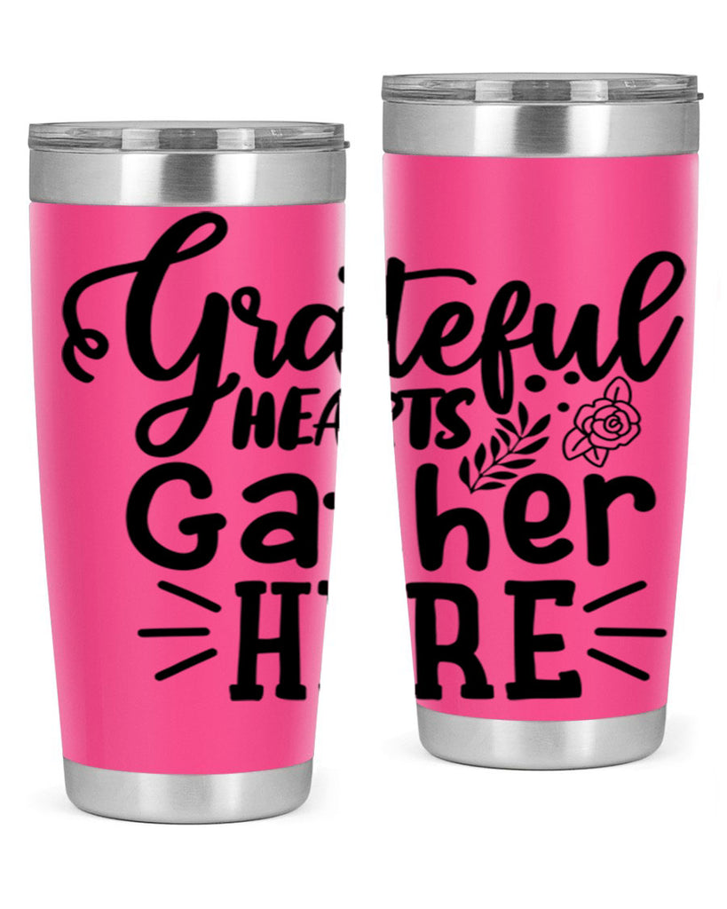 grateful hearts gather here 58#- thanksgiving- Tumbler