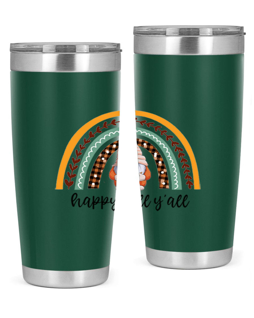 HappyFallYallGnomeRainbow 255#- fall- Tumbler