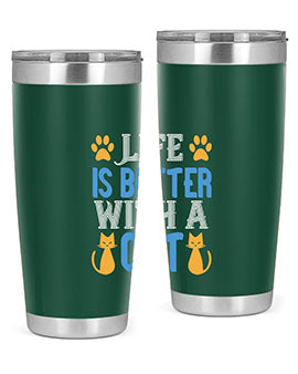 life is better with cat Style 64#- cat- Tumbler