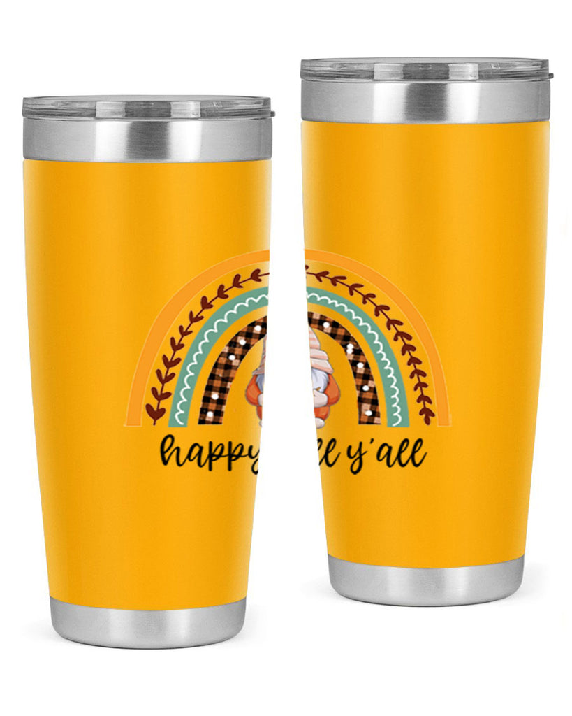 HappyFallYallGnomeRainbow 255#- fall- Tumbler
