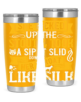 She picked up the stout and took a sip It slid down her throat like silk Style 25#- dog- Tumbler