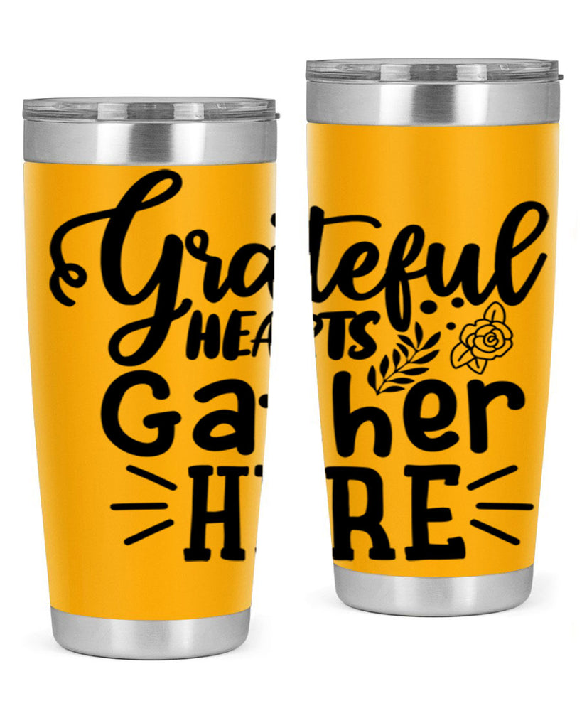 grateful hearts gather here 58#- thanksgiving- Tumbler