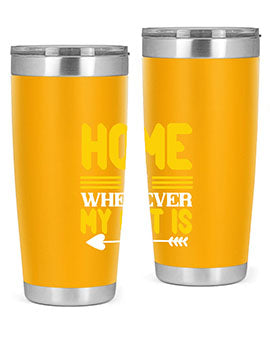 home is wherever my cat is Style 50#- cat- Tumbler
