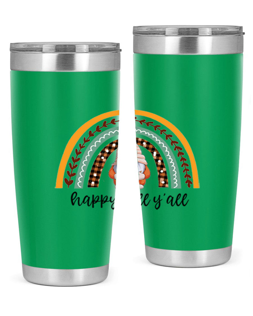 HappyFallYallGnomeRainbow 255#- fall- Tumbler
