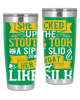 She picked up the stout and took a sip It slid down her throat like silk Style 25#- dog- Tumbler