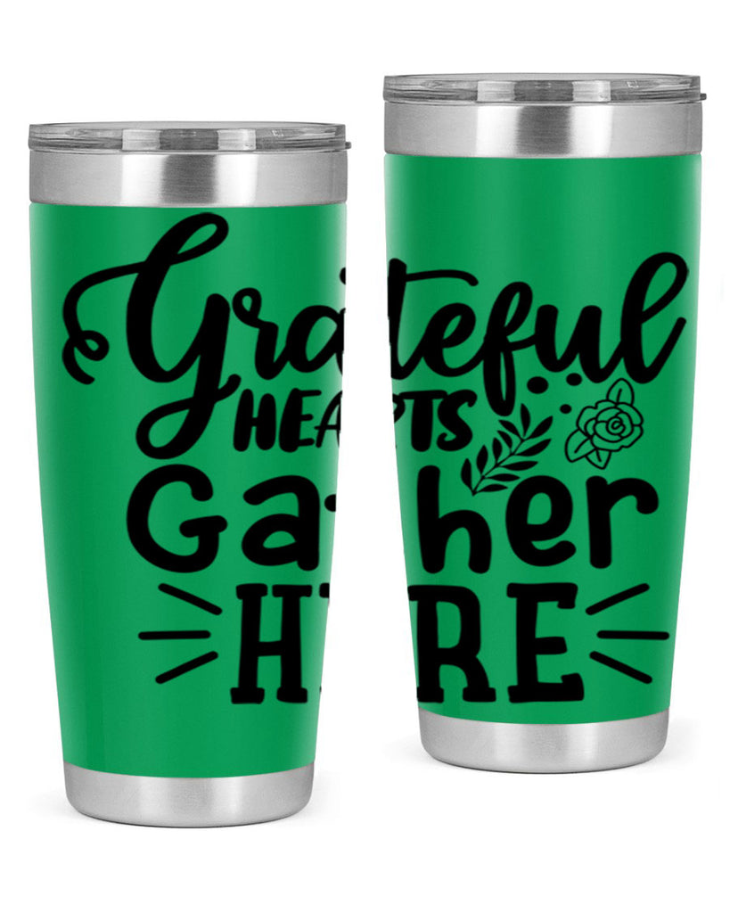 grateful hearts gather here 58#- thanksgiving- Tumbler