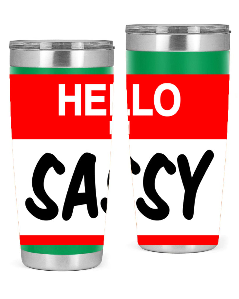 hello im sassy 129#- black words phrases- Cotton Tank