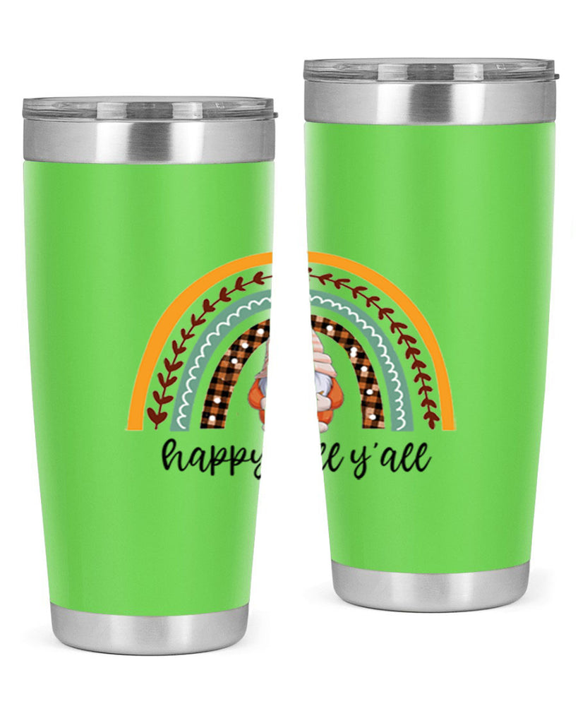 HappyFallYallGnomeRainbow 255#- fall- Tumbler