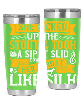 She picked up the stout and took a sip It slid down her throat like silk Style 25#- dog- Tumbler