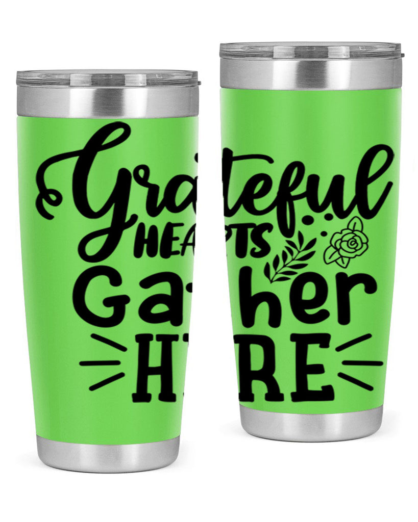 grateful hearts gather here 58#- thanksgiving- Tumbler