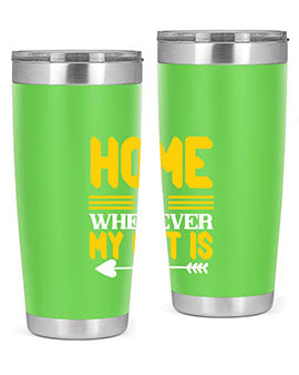 home is wherever my cat is Style 50#- cat- Tumbler
