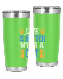 life is better with cat Style 64#- cat- Tumbler
