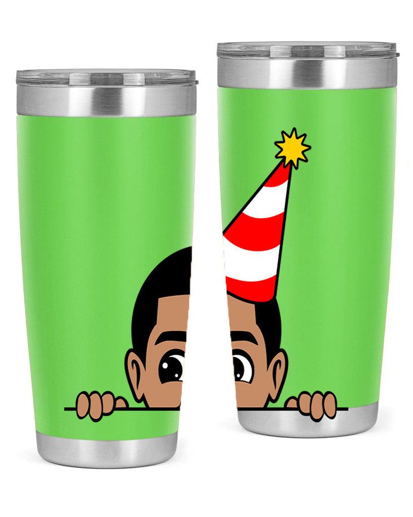 peekaboo afro birthday boy 21#- black men - boys- tumbler