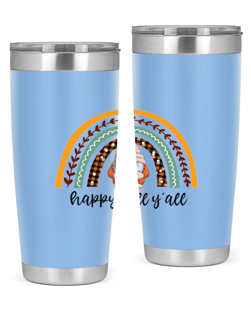 HappyFallYallGnomeRainbow 255#- fall- Tumbler
