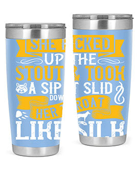 She picked up the stout and took a sip It slid down her throat like silk Style 25#- dog- Tumbler