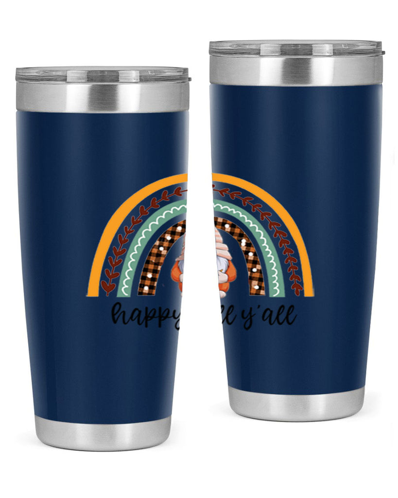 HappyFallYallGnomeRainbow 255#- fall- Tumbler