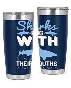 Sharks hug with their mouths Style 22#- shark  fish- Tumbler