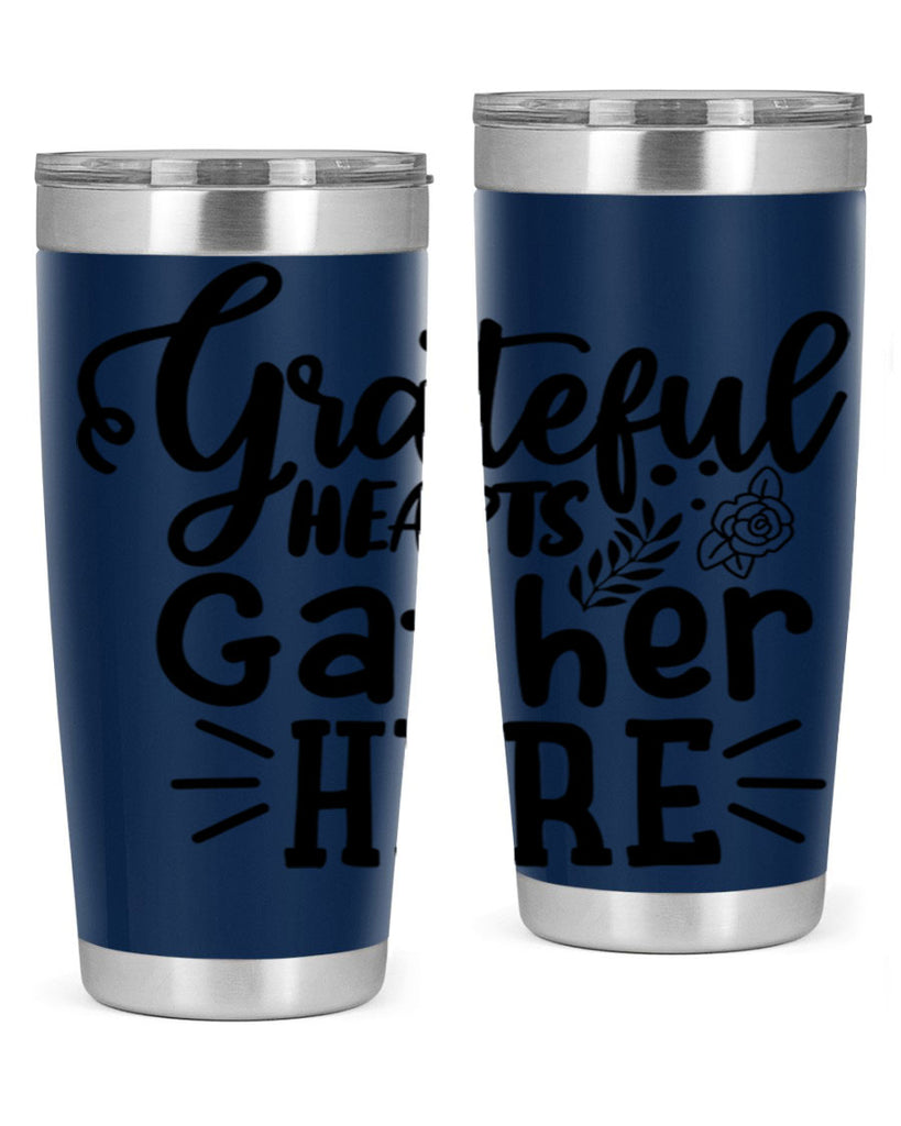 grateful hearts gather here 58#- thanksgiving- Tumbler