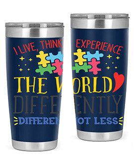 i live think experience the world differently different not less Style 20#- autism- Tumbler