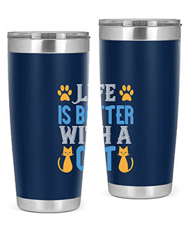 life is better with cat Style 64#- cat- Tumbler