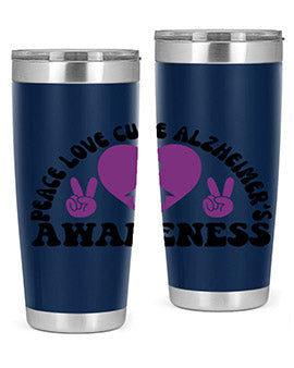 peace love cure alzheimer s awareness 206#- alzheimers- Tumbler