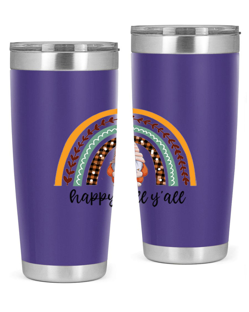 HappyFallYallGnomeRainbow 255#- fall- Tumbler