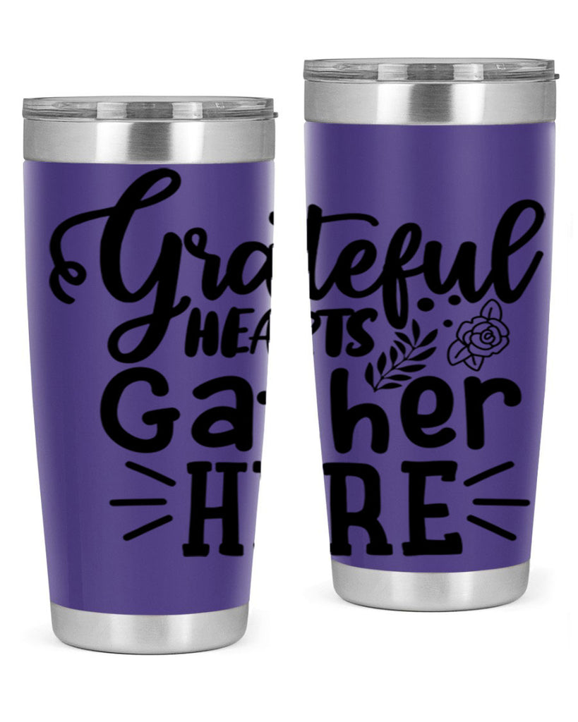 grateful hearts gather here 58#- thanksgiving- Tumbler