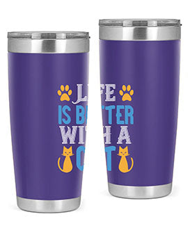 life is better with cat Style 64#- cat- Tumbler
