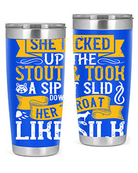 She picked up the stout and took a sip It slid down her throat like silk Style 25#- dog- Tumbler