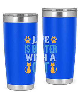 life is better with cat Style 64#- cat- Tumbler