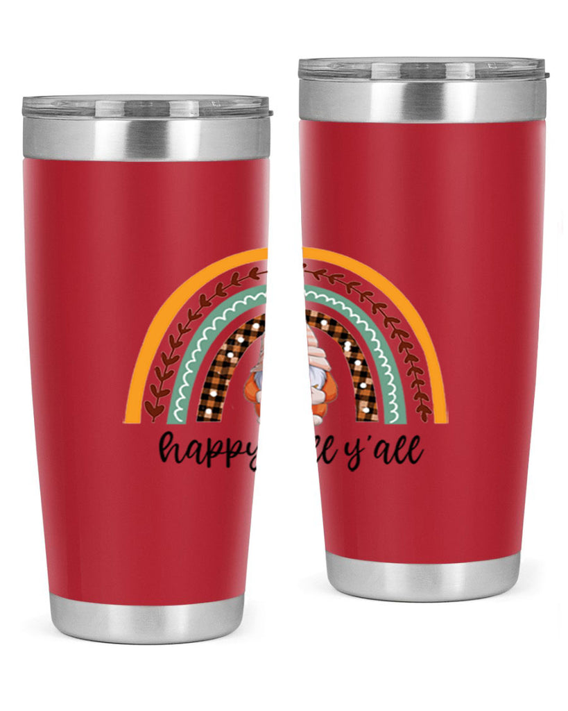 HappyFallYallGnomeRainbow 255#- fall- Tumbler
