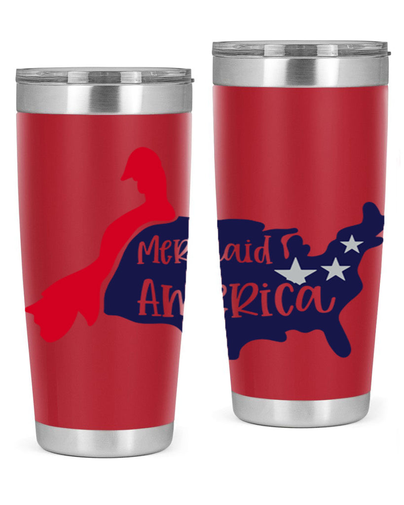 Mermaid In America Style 167#- Fourt Of July- Tumbler