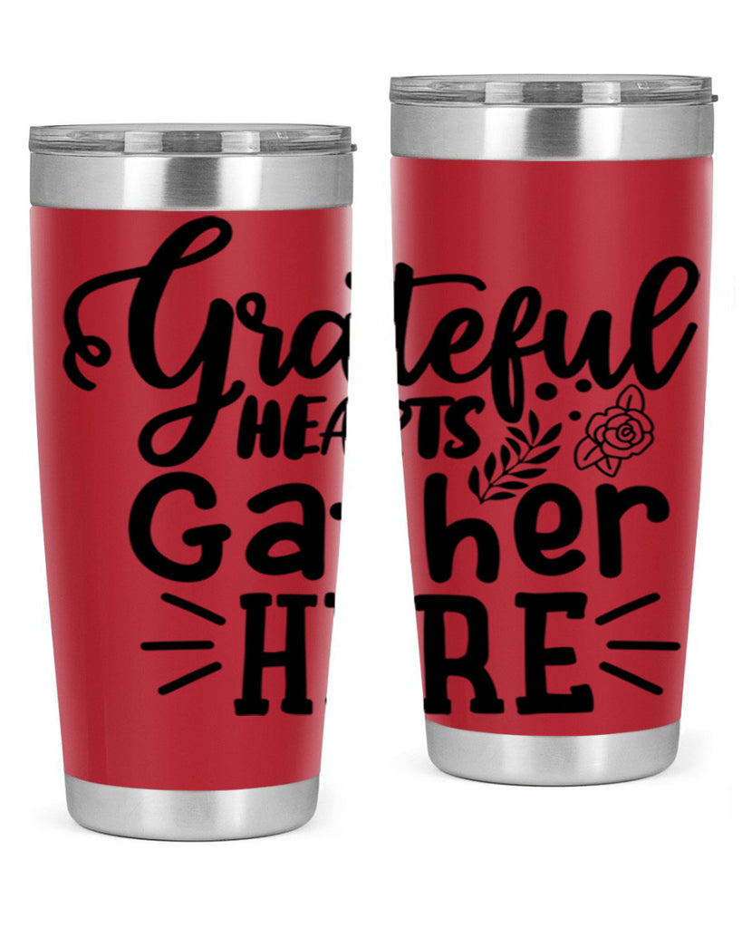 grateful hearts gather here 58#- thanksgiving- Tumbler