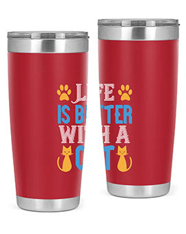 life is better with cat Style 64#- cat- Tumbler