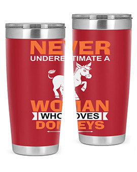 never underestimate a woman who loves donkeys Style 1#- donkey- Tumbler
