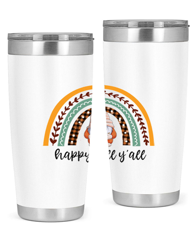 HappyFallYallGnomeRainbow 255#- fall- Tumbler