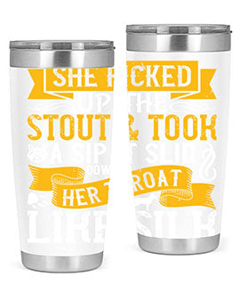 She picked up the stout and took a sip It slid down her throat like silk Style 25#- dog- Tumbler