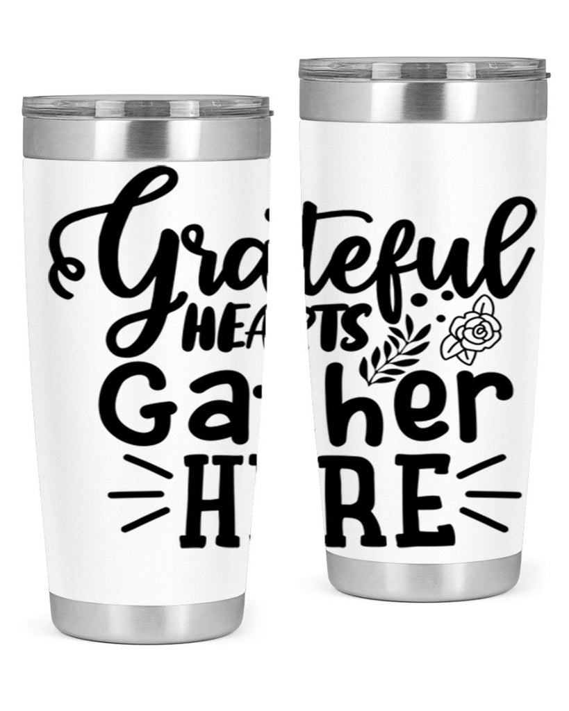 grateful hearts gather here 58#- thanksgiving- Tumbler