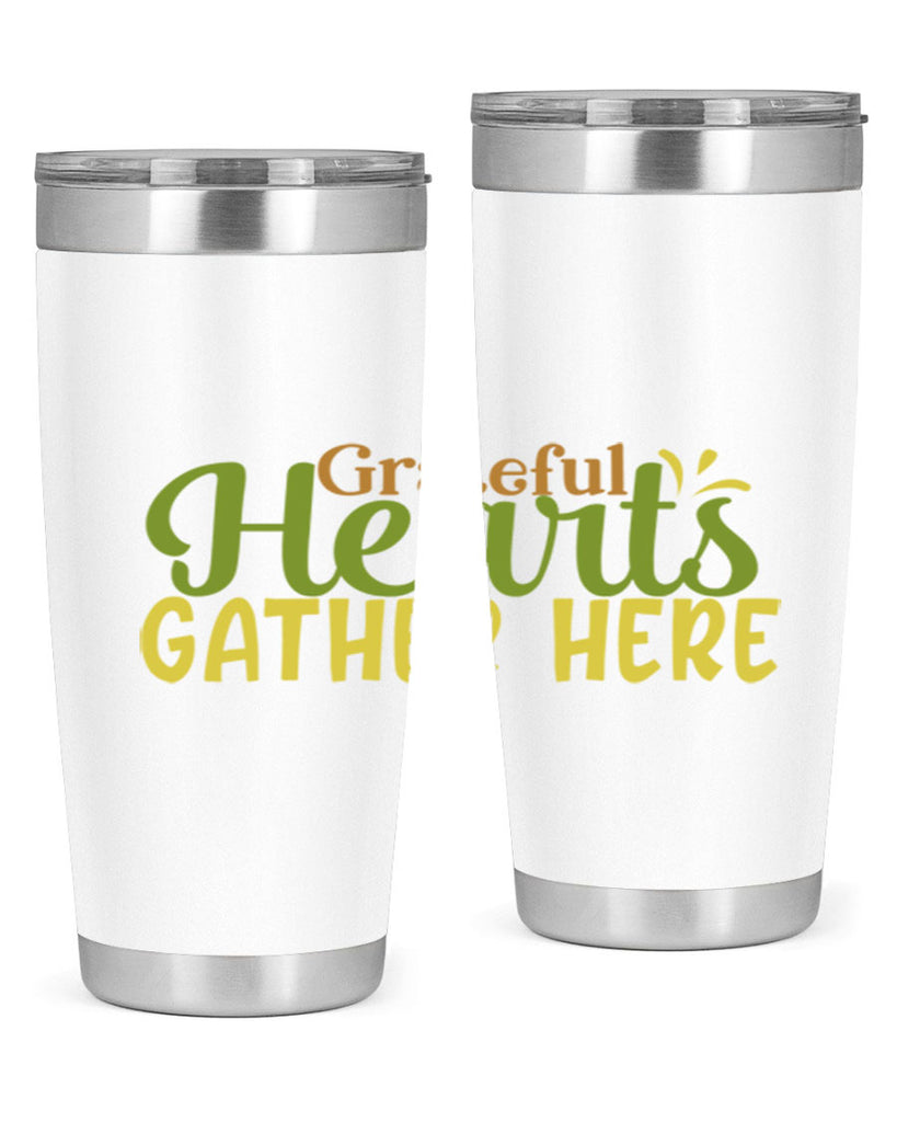 grateful hearts gather here 59#- thanksgiving- Tumbler