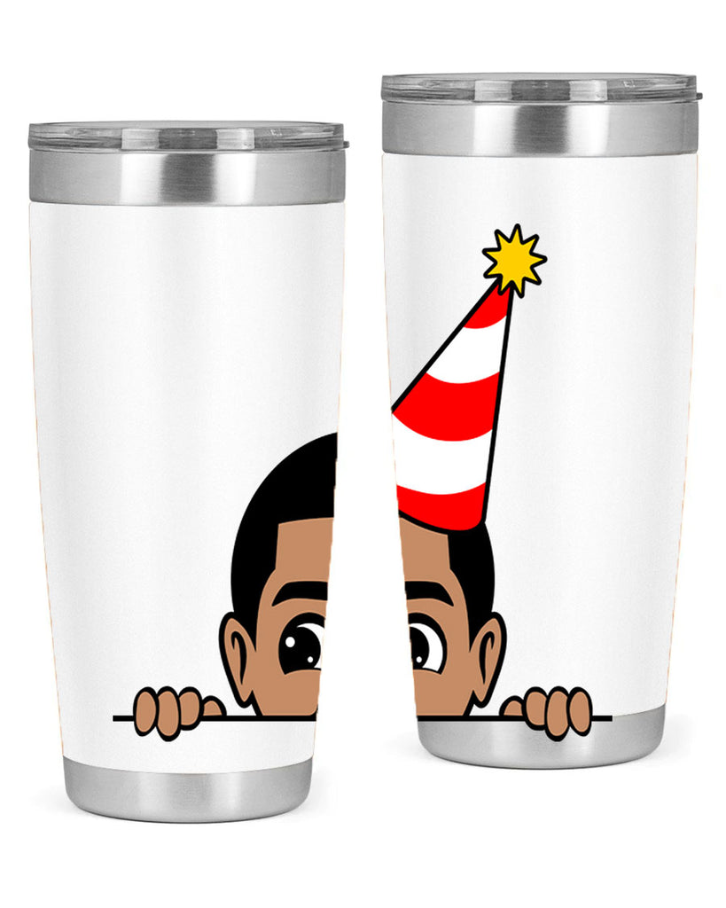 peekaboo afro birthday boy 21#- black men - boys- tumbler