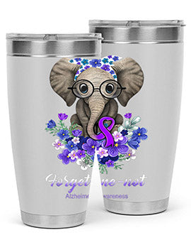 Forget me not Alzheimers Awareness Elephant Flower 150#- alzheimers- Tumbler
