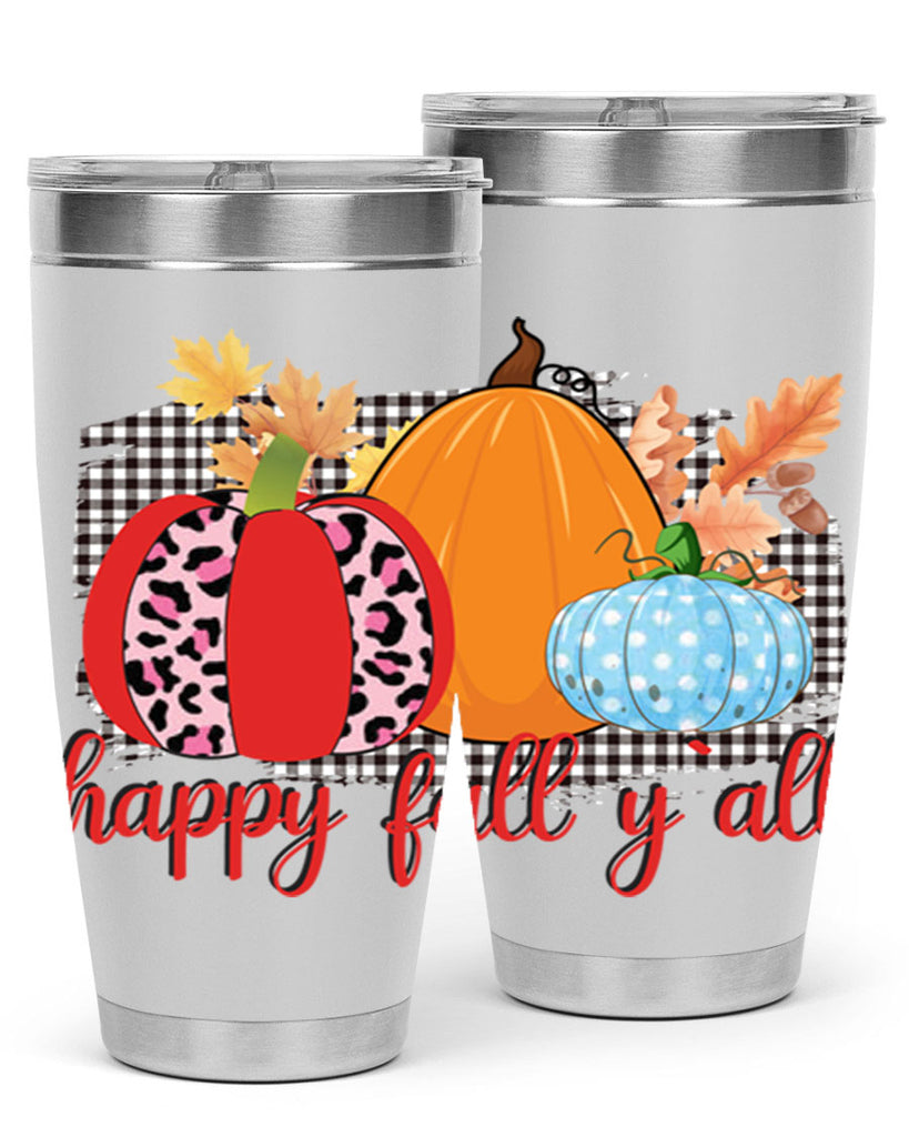 Happy Fall Yall Leopard 229#- fall- Tumbler