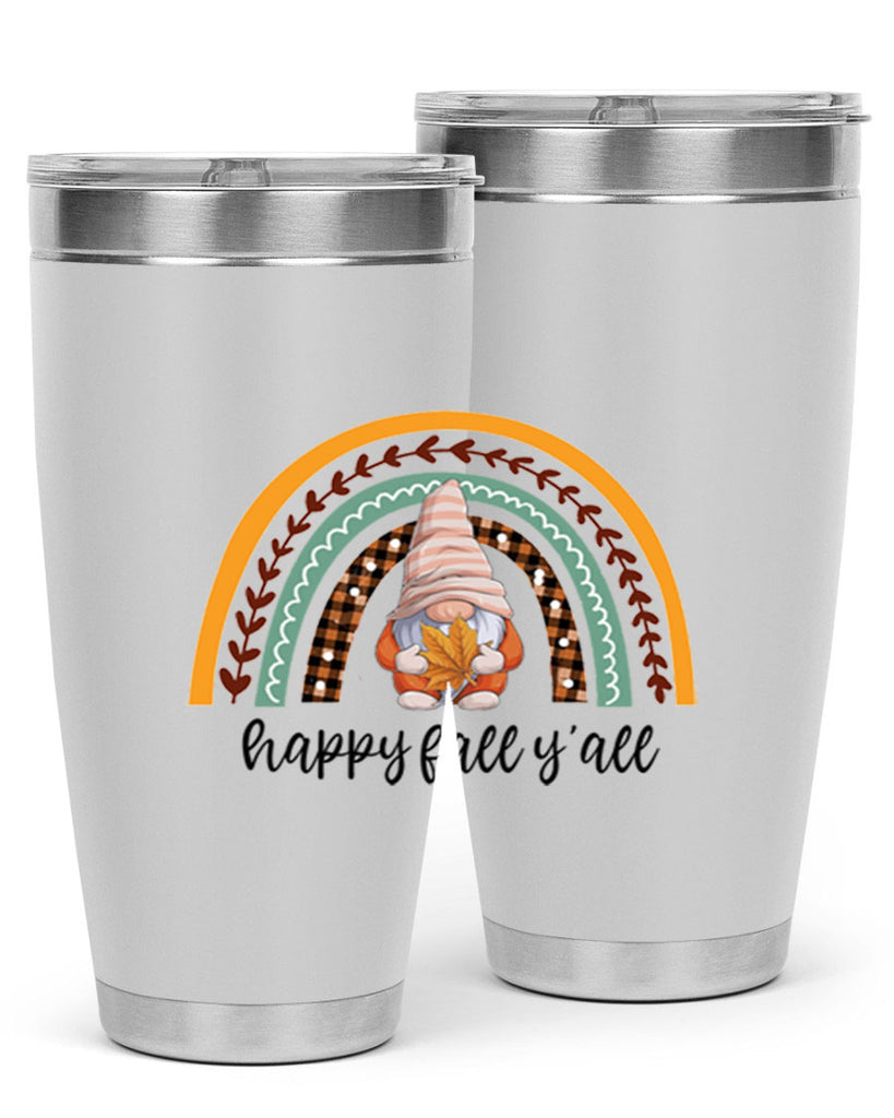 HappyFallYallGnomeRainbow 255#- fall- Tumbler