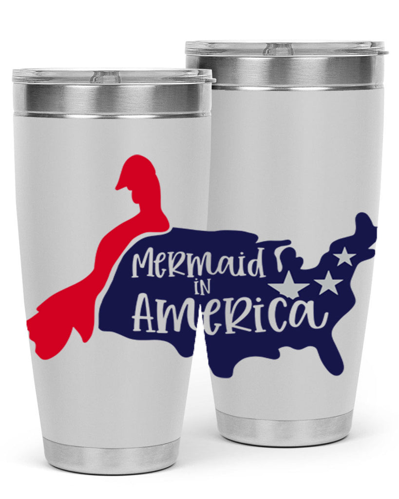 Mermaid In America Style 167#- Fourt Of July- Tumbler