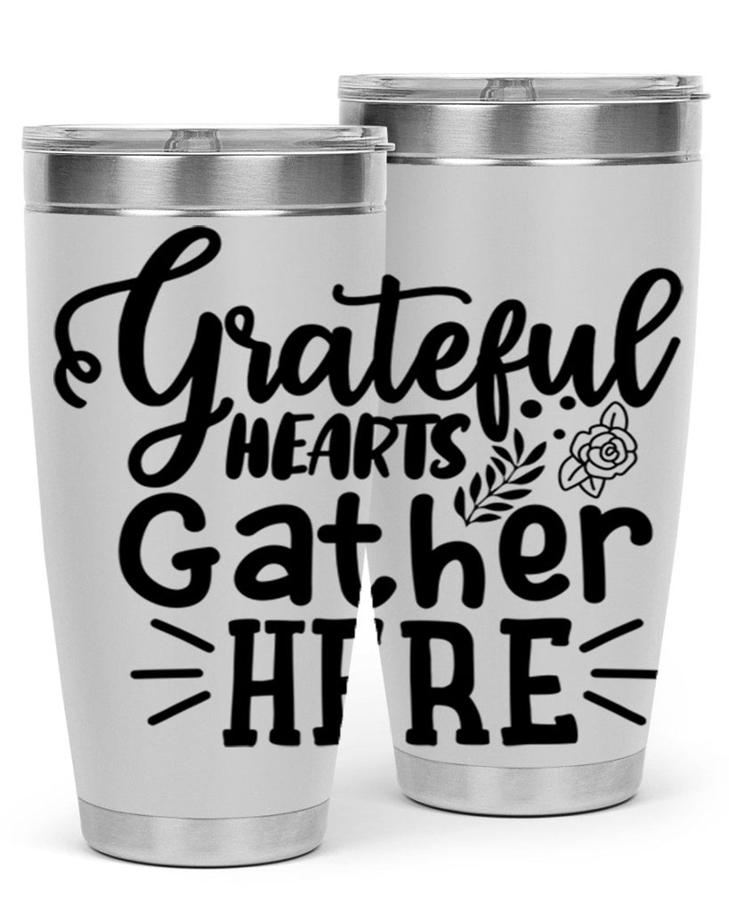 grateful hearts gather here 58#- thanksgiving- Tumbler
