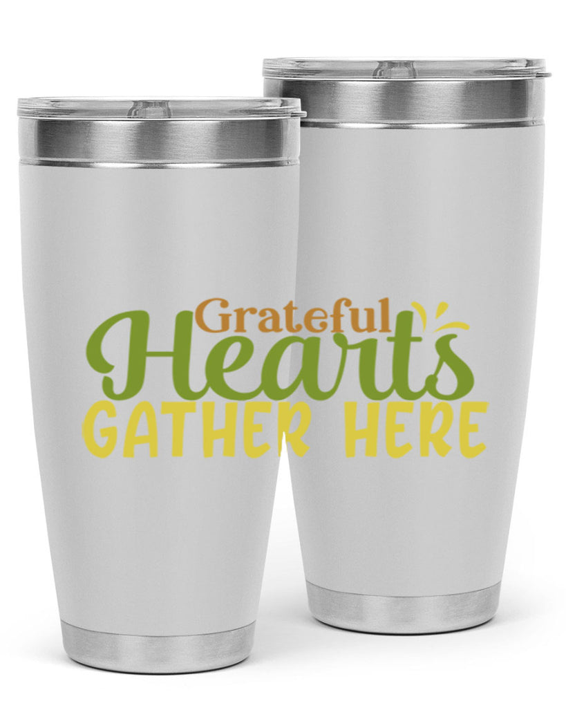 grateful hearts gather here 59#- thanksgiving- Tumbler